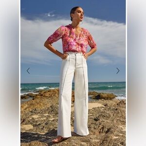 Johnny Was The Braided Wide Leg Jeans White 10